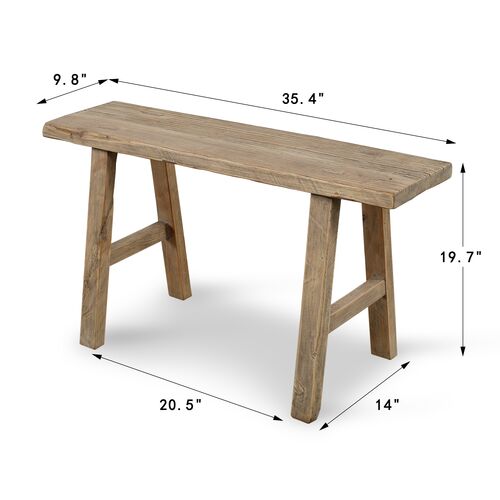 35" Long Elmwood Bench, Natural Wood 8 35" Long Elmwood Bench, Natural Wood