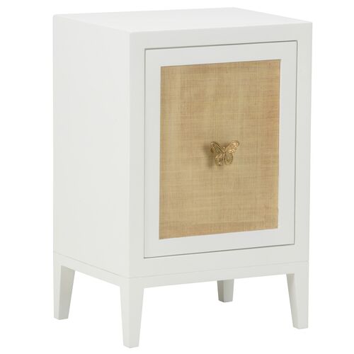 Mariposa Butterfly Raffia Side Table, White 1 Mariposa Butterfly Raffia Side Table, White