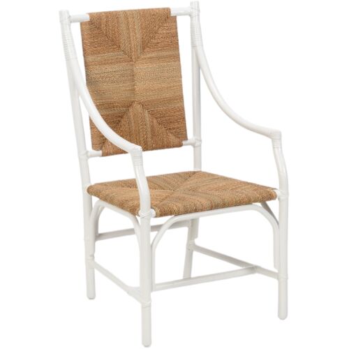 Mecklenburg Raffia Rush Arm Chair, White/Natural 1 Mecklenburg Raffia Rush Arm Chair, White/Natural