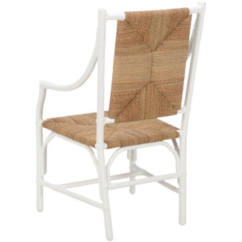 Mecklenburg Raffia Rush Arm Chair, White/Natural 2 Mecklenburg Raffia Rush Arm Chair, White/Natural