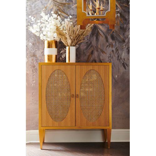Petite Caned Bar Cabinet, Natural 2 Petite Caned Bar Cabinet, Natural