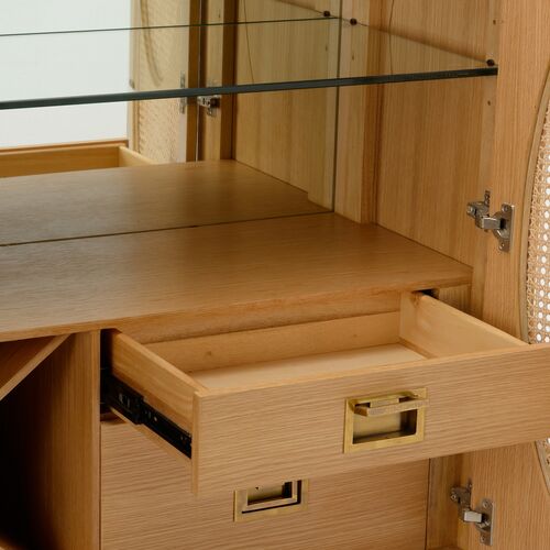 Petite Caned Bar Cabinet, Natural 6 Petite Caned Bar Cabinet, Natural