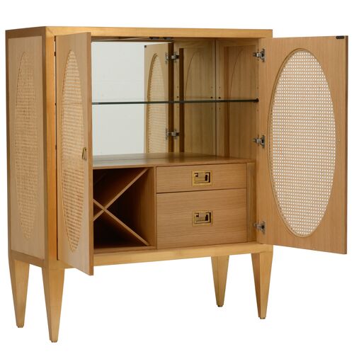 Petite Caned Bar Cabinet, Natural 8 Petite Caned Bar Cabinet, Natural
