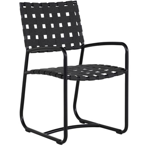 Catalina Outdoor Aluminum Arm Chair, Midnight With Charcoal Strap