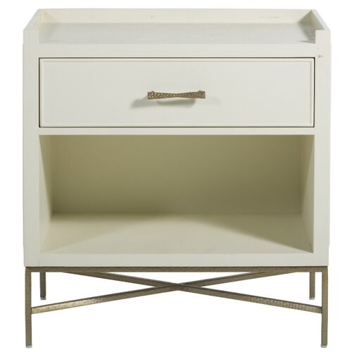 Jessie Shagreen Nightstand, Cream 2 Jessie Shagreen Nightstand, Cream