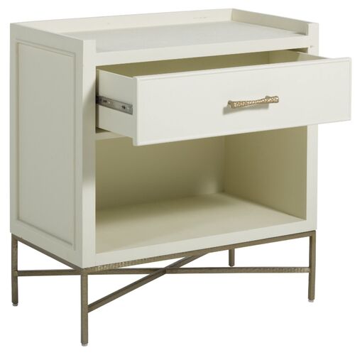 Jessie Shagreen Nightstand, Cream 3 Jessie Shagreen Nightstand, Cream