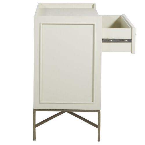 Jessie Shagreen Nightstand, Cream 4 Jessie Shagreen Nightstand, Cream
