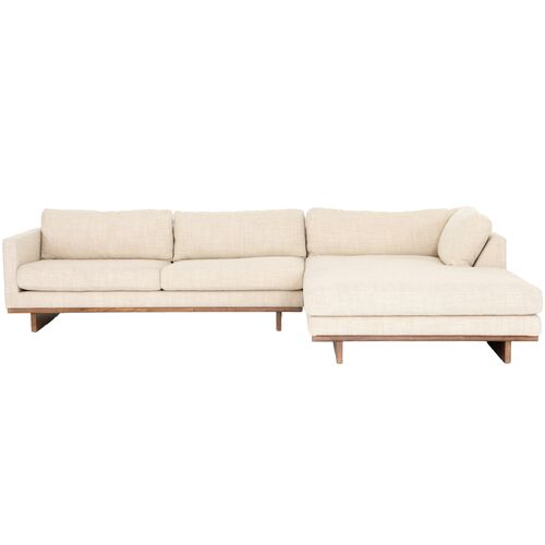 Piper 2pc 86" Sectional Right-Facing Chaise, Taupe Performance 2 Piper 2pc 86" Sectional Right-Facing Chaise, Taupe Performance