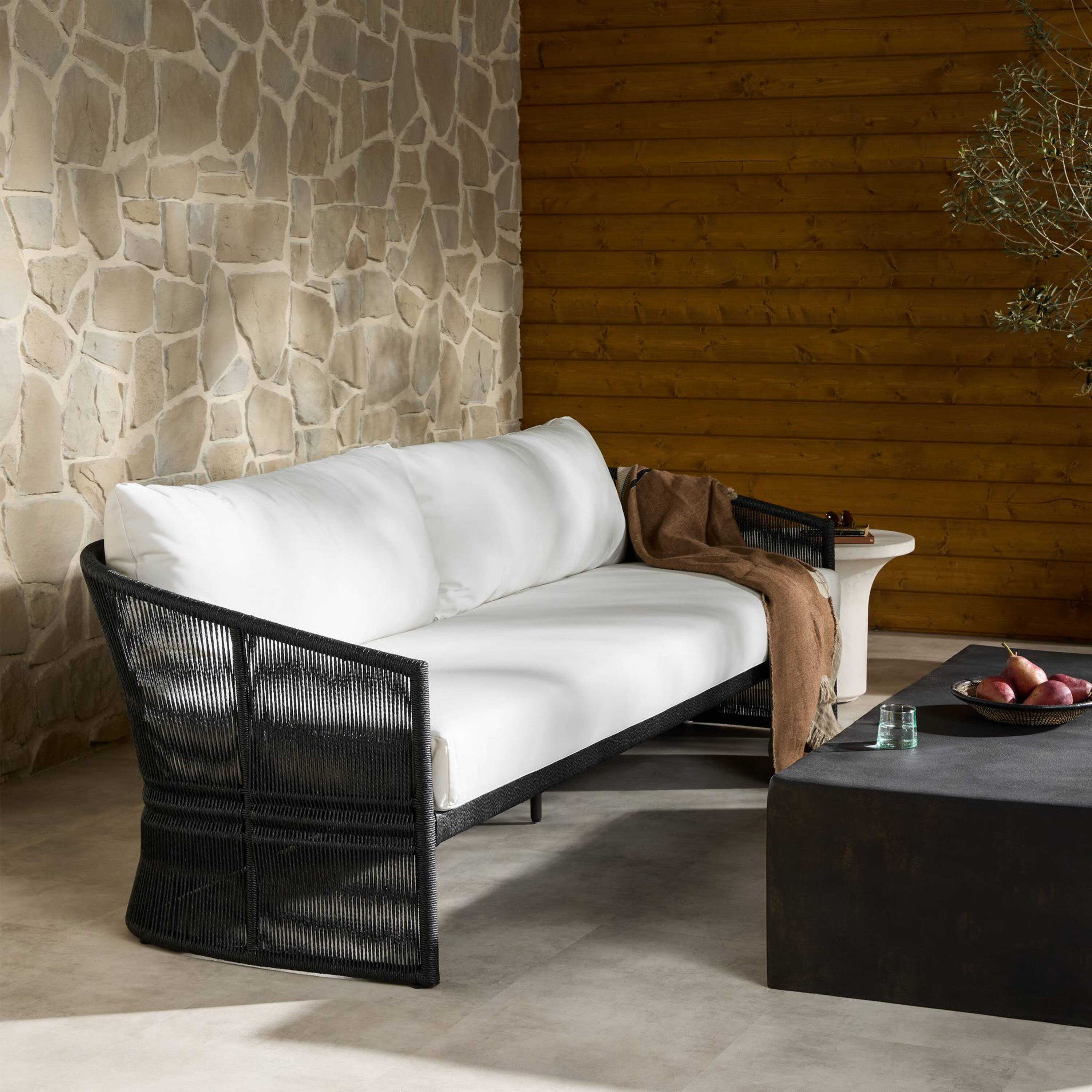 Rosehaven Outdoor Woven Sofa, Black/Arashi Salt 2 Rosehaven Outdoor Woven Sofa, Black/Arashi Salt