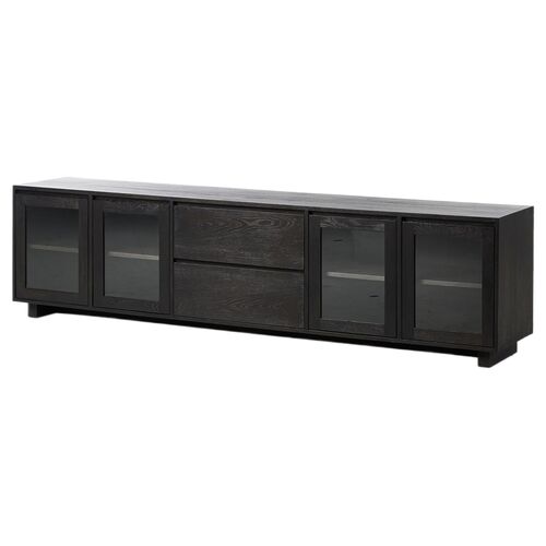 Harley Media Console, Worn Black Oak 1 Harley Media Console, Worn Black Oak