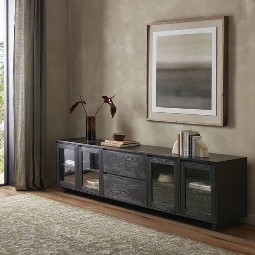 Harley Media Console, Worn Black Oak 13 Harley Media Console, Worn Black Oak
