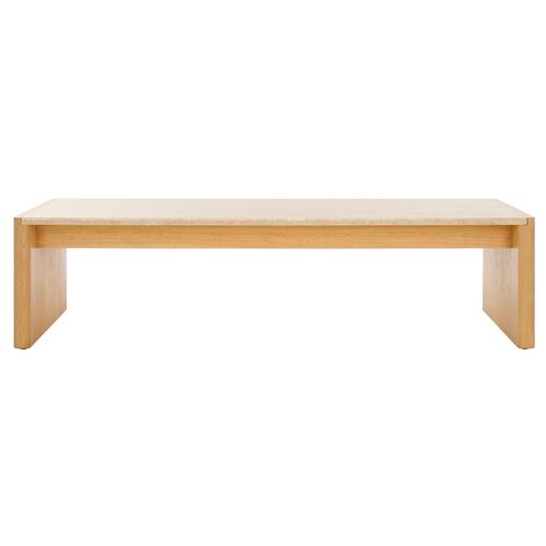 Bria Waterfall Coffee Table, Natural/Travertine