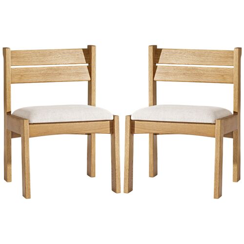 S/2 Baramo Performance Dining Side Chairs, Light Oak/Oatmeal Linen 1 S/2 Baramo Performance Dining Side Chairs, Light Oak/Oatmeal Linen