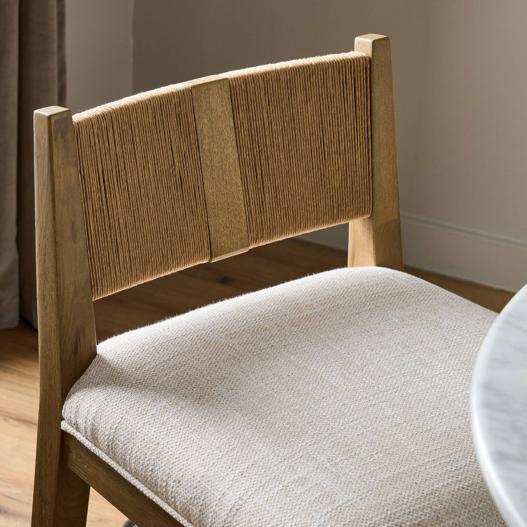 Keel Wrapped Paper Cord Counter Stool, Performance Dover Crescent Linen 11 Keel Wrapped Paper Cord Counter Stool, Performance Dover Crescent Linen