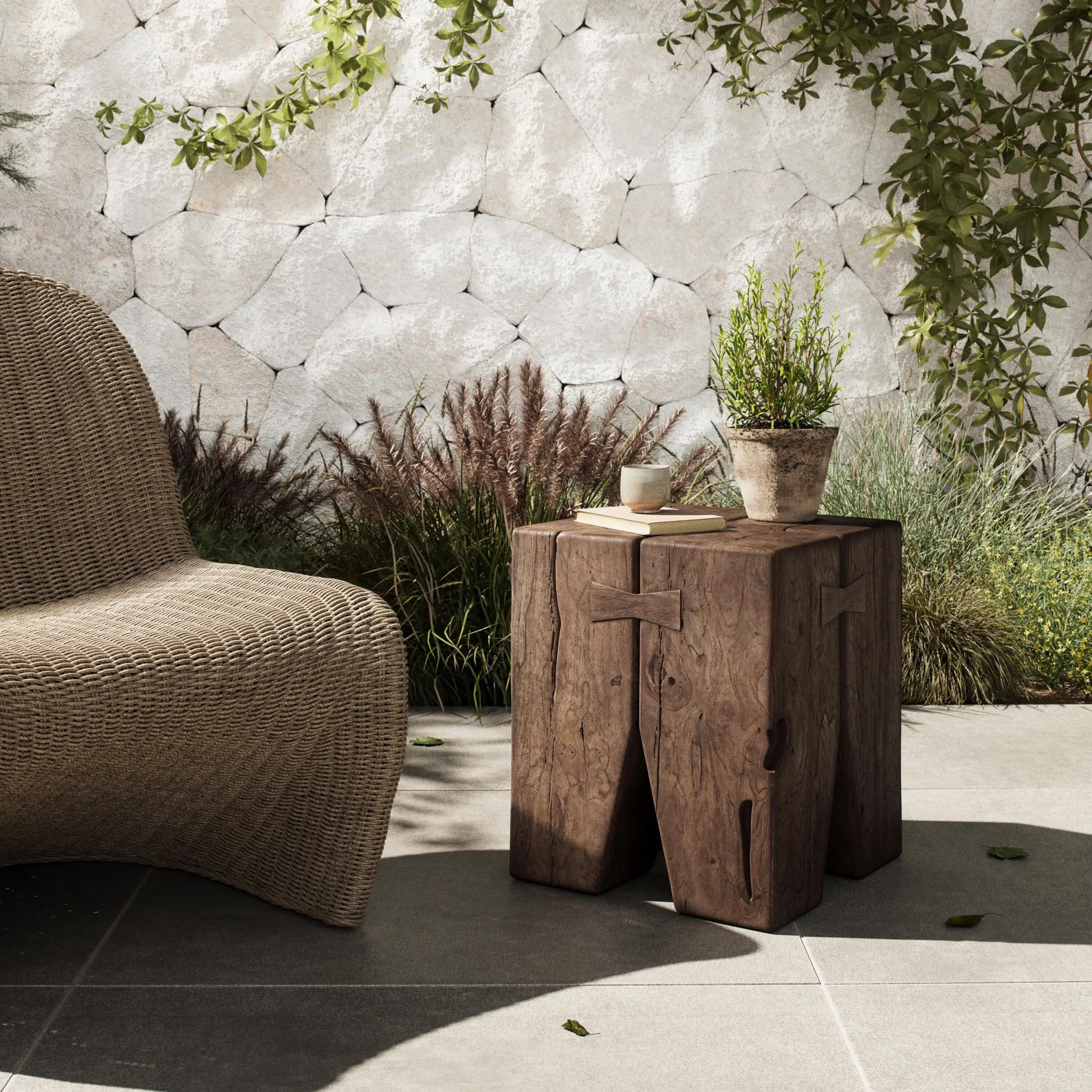 Sova Outdoor Teak End Table, Stained Toasted Brown 2 Sova Outdoor Teak End Table, Stained Toasted Brown