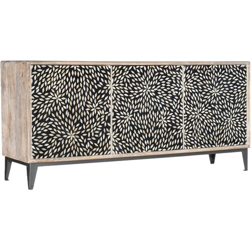 Melange Petrina Bone-Inlay 3-Door Credenza, Multi 1 Melange Petrina Bone-Inlay 3-Door Credenza, Multi