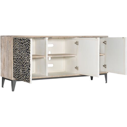 Melange Petrina Bone-Inlay 3-Door Credenza, Multi 2 Melange Petrina Bone-Inlay 3-Door Credenza, Multi