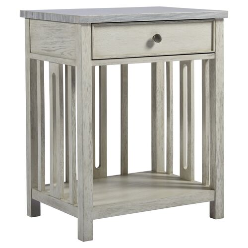 Coastal Living Shelly Stone-Top Nightstand, White 1 Coastal Living Shelly Stone-Top Nightstand, White