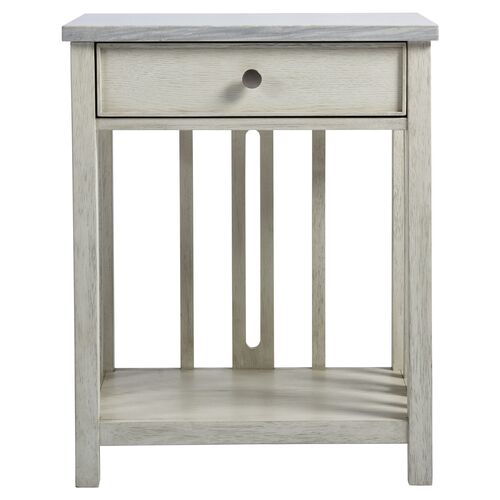 Coastal Living Shelly Stone-Top Nightstand, White 2 Coastal Living Shelly Stone-Top Nightstand, White