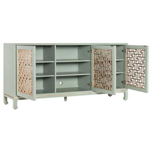 Commerce & Market Trellis 3-Door Entertainment Credenza, Green 2 Commerce & Market Trellis 3-Door Entertainment Credenza, Green