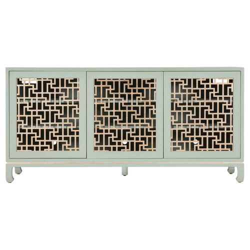 Commerce & Market Trellis 3-Door Entertainment Credenza, Green 3 Commerce & Market Trellis 3-Door Entertainment Credenza, Green