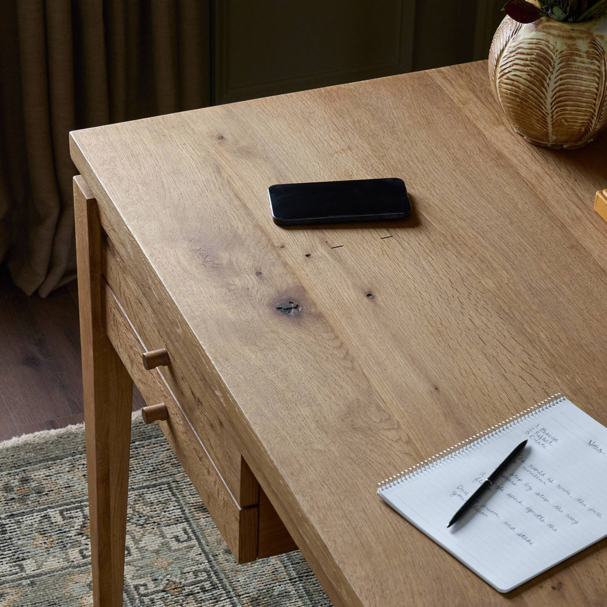 Norewyn 4-Drawer Desk, Warm Natural Oak 16 Norewyn 4-Drawer Desk, Warm Natural Oak
