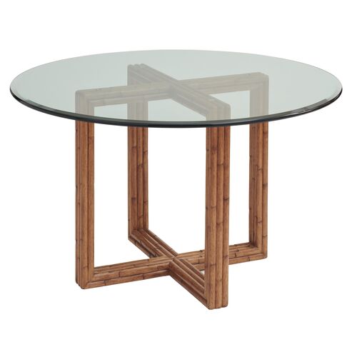 Palm Desert Sheridan Round 48" Glass-Top Dining Table, Natural 1 Palm Desert Sheridan Round 48" Glass-Top Dining Table, Natural