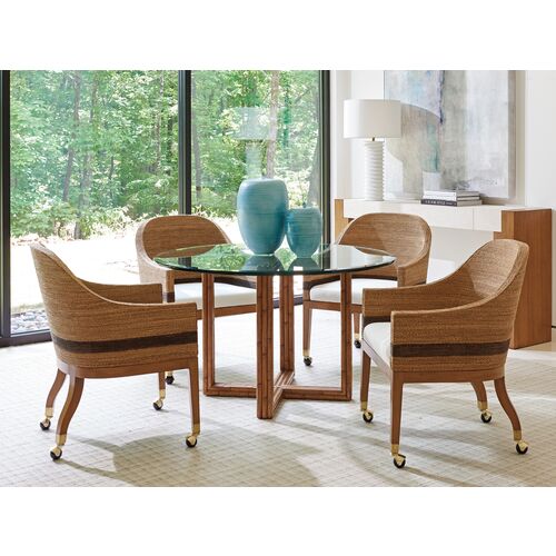 Palm Desert Sheridan Round 48" Glass-Top Dining Table, Natural 2 Palm Desert Sheridan Round 48" Glass-Top Dining Table, Natural