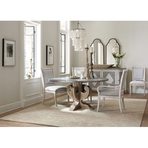 Boheme Ascension Zinc Top 60" Round Dining Table, Grey/Light brown 6 Boheme Ascension Zinc Top 60" Round Dining Table, Grey/Light brown