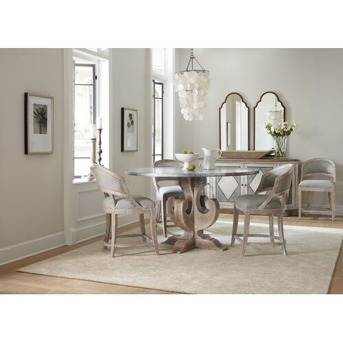 Boheme Ascension Zinc Top 60" Round Dining Table, Grey/Light brown 7 Boheme Ascension Zinc Top 60" Round Dining Table, Grey/Light brown