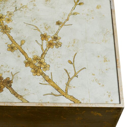 Cherry Hand-Painted Blossom Cocktail Table, Silver 2 Cherry Hand-Painted Blossom Cocktail Table, Silver