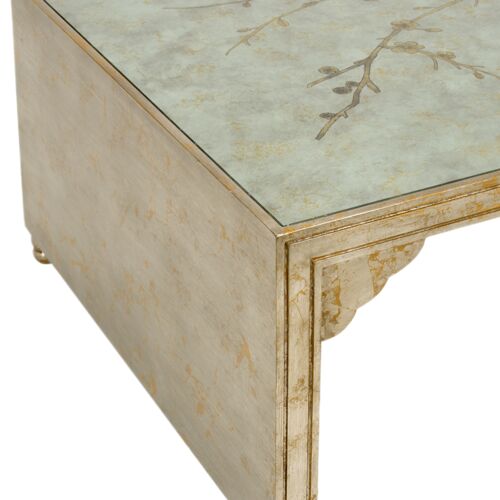 Cherry Hand-Painted Blossom Cocktail Table, Silver 3 Cherry Hand-Painted Blossom Cocktail Table, Silver