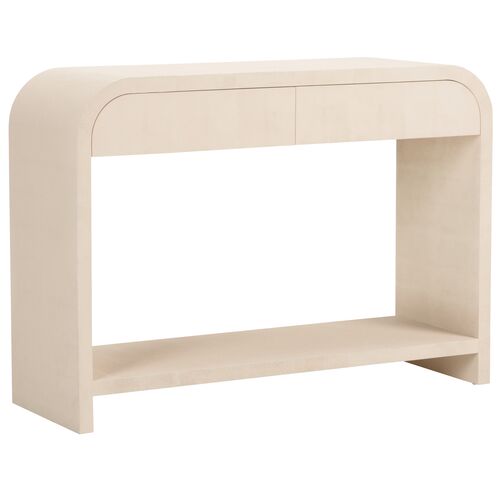 Hythe Rounded Shagreen Console Table, White 1 Hythe Rounded Shagreen Console Table, White