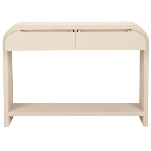 Hythe Rounded Shagreen Console Table, White 2 Hythe Rounded Shagreen Console Table, White