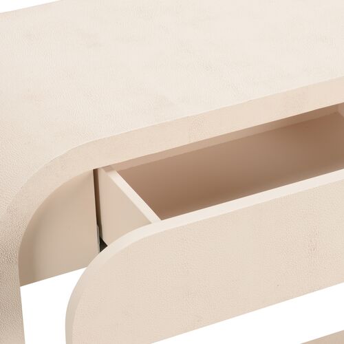 Hythe Rounded Shagreen Console Table, White 4 Hythe Rounded Shagreen Console Table, White