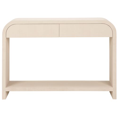 Hythe Rounded Shagreen Console Table, White 6 Hythe Rounded Shagreen Console Table, White