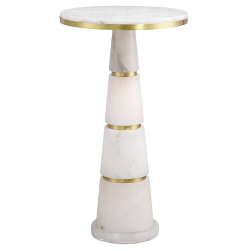 Eleanora Alabaster Drinks Table, White/Natural Brass 1 Eleanora Alabaster Drinks Table, White/Natural Brass