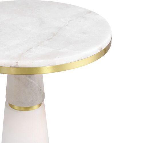 Eleanora Alabaster Drinks Table, White/Natural Brass 2 Eleanora Alabaster Drinks Table, White/Natural Brass