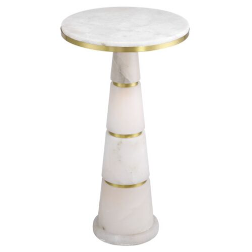 Eleanora Alabaster Drinks Table, White/Natural Brass 5 Eleanora Alabaster Drinks Table, White/Natural Brass