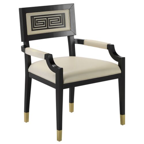 Artemis Leather Armchair, Milk/Black