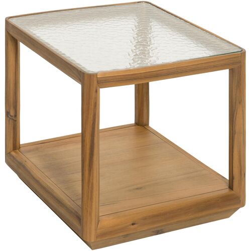 Xylara 22" Square Acacia/Glass End Table, Natural 1 Xylara 22" Square Acacia/Glass End Table, Natural
