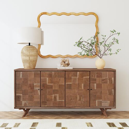 Kristen 4-Door Patchwork Server, Natural 2 Kristen 4-Door Patchwork Server, Natural