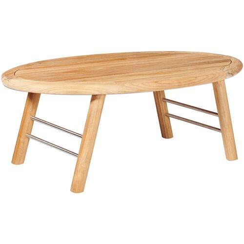 Dani Teak Oval Outdoor Coffee Table, Natural 1 Dani Teak Oval Outdoor Coffee Table, Natural