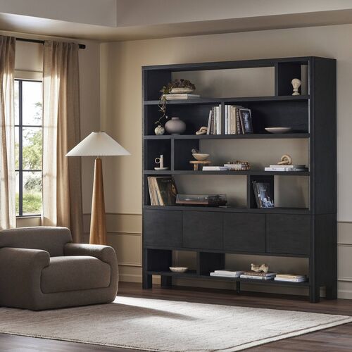 Killian Wide Bookcase, Smoked Black Oak 2 Killian Wide Bookcase, Smoked Black Oak