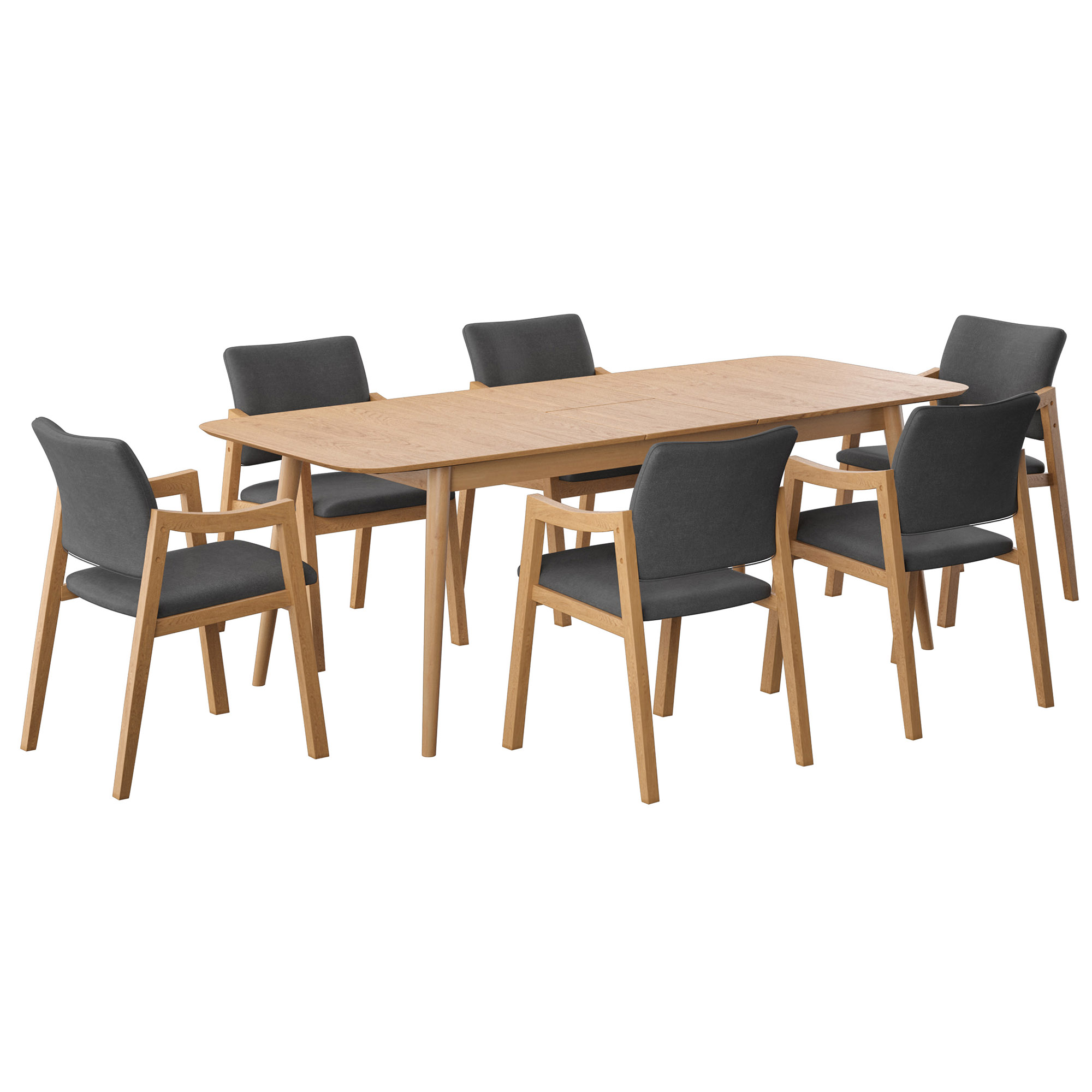 Mercer 7-Pc Rectangular Extension Oak Dining Set 1 Mercer 7-Pc Rectangular Extension Oak Dining Set