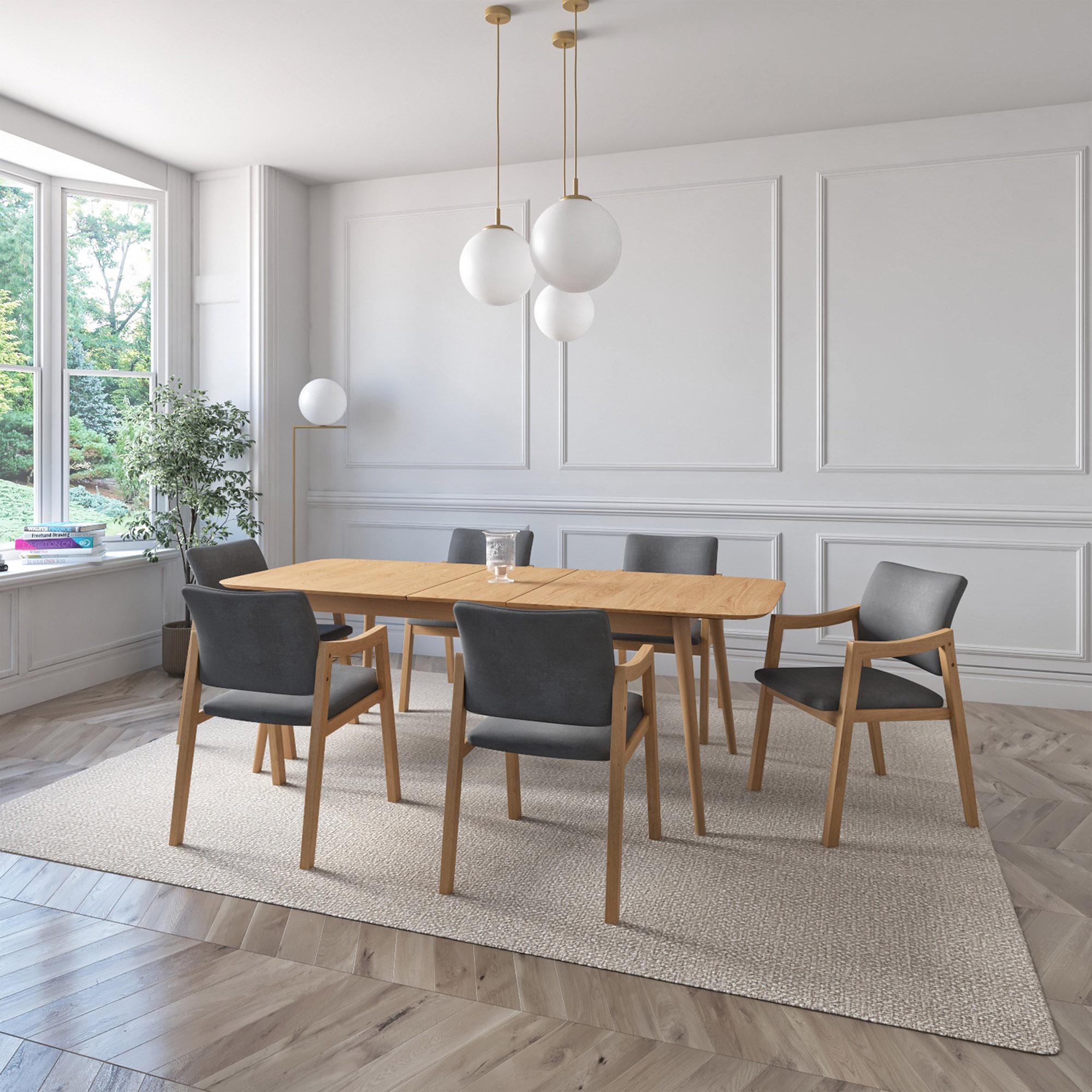 Mercer 7-Pc Rectangular Extension Oak Dining Set 2 Mercer 7-Pc Rectangular Extension Oak Dining Set