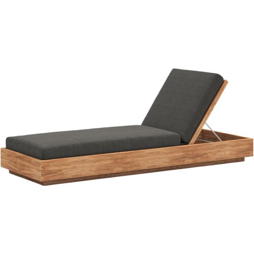 Laney Outdoor Teak Chaise, Charcoal 1 Laney Outdoor Teak Chaise, Charcoal