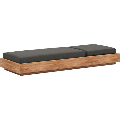 Laney Outdoor Teak Chaise, Charcoal 3 Laney Outdoor Teak Chaise, Charcoal