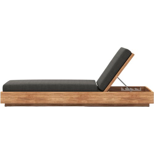 Laney Outdoor Teak Chaise, Charcoal 4 Laney Outdoor Teak Chaise, Charcoal