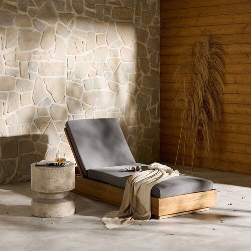 Laney Outdoor Teak Chaise, Charcoal 6 Laney Outdoor Teak Chaise, Charcoal